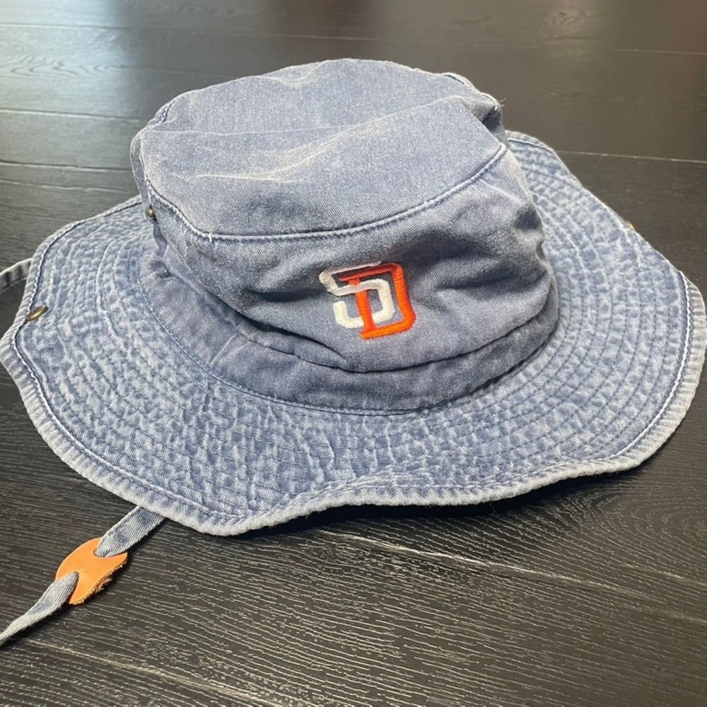 Padres MLB Baseball San Diego Denim Boonie Bucket Hat Washed Blue Wide Brim